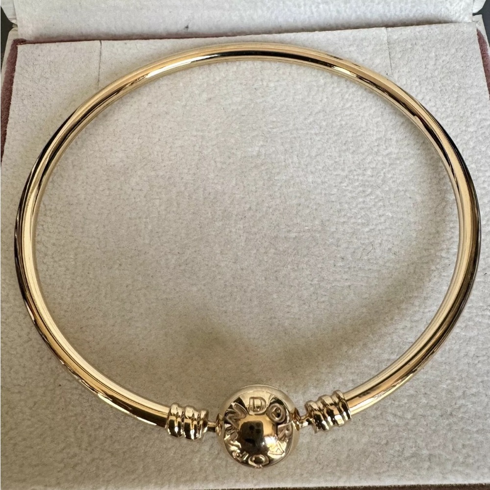 NEW ❗️Authentic Pandora 14K Solid Gold Bangle Bracelet 7.5 Inches - Picture 2 of 5